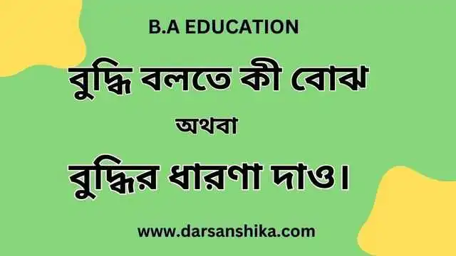  বুদ্ধি বলতে কী বোঝ / বুদ্ধির ধারণা দাও। 